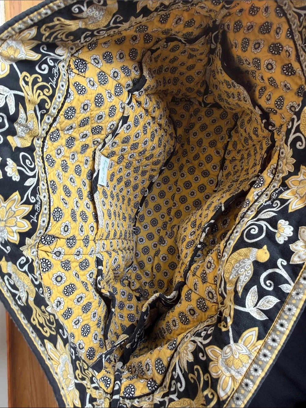 Vera Bradley‎ Quilted Floral Tote Bag in Black and Yellow